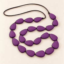 Plum Stephanie Flat Drops Long Wooden Necklace - alternate image 3