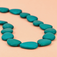 Turquoise Stephanie Flat Drops Long Wooden Necklace - alternate image 4