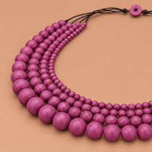 Fuchsia Bella Four Strand Wooden Necklace - alternate image 2