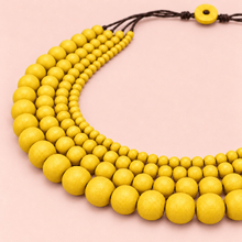 Sunshine Yellow Bella 4 Strand Wooden Necklace - alternate image 4