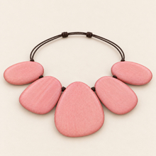 Dusty Pink Xena Short Wooden Shapes Necklace - alternate image 4