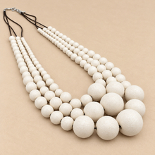 Bleach White Matilda Triple Strand Spheres Short Wooden Necklace - alternate image 2