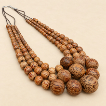 Natural Coconut Palmwood Matilda Triple Strand Spheres Short Wooden Necklace - alternate image 4
