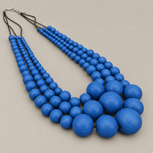 Denim Blue Matilda Triple Strand Spheres Short Wooden Necklace - alternate image 2