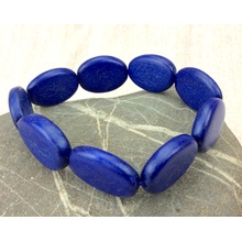 Navy Blue Wooden Ovalitos Elastic Bracelet 