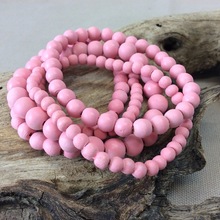 Blush Pink Bella 5 Strand Wooden Bracelet Cluster