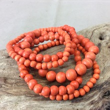 Coral Orange Bella 5 Strand Wooden Bracelet Cluster