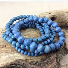 Denim Blue Bella 5 strand Wooden Bracelet Cluster