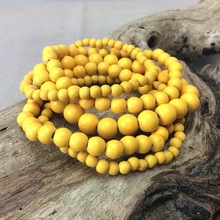 Sunshine Yellow Bella 5 Strand Wooden Bracelet Cluster