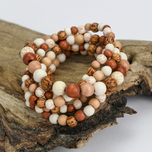 Naturals Combination Palmwood 5 Strand Wooden Bracelet Cluster