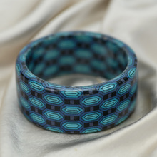 70s Style Blue Hexagons Retro Print Bangle