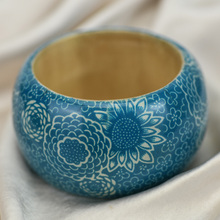 Japanese White Flowers on Turquoise Print Bangle