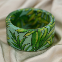 Palm Fronds on Turquoise Print Bangle