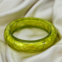 Lime Green Resin on Foil Bangle
