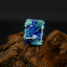 Blue White Marbled Glass Montecarlo Ring