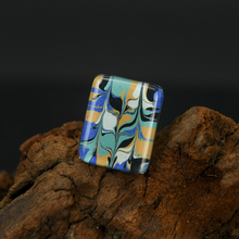 Serenity Blue Marbled Glass Montecarlo Ring