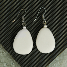 Bleach White Flat Drop Wooden Earrings