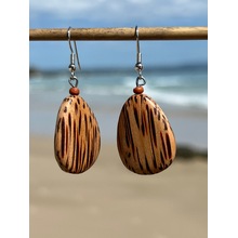 Natural Coconut Palmwood Flat Drop Earrings
