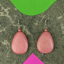 Dusty Pink Flat Drop Wooden Earrings