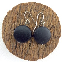 Black Smarties Coconut Shell Hook Earrings