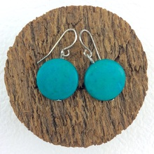 Turquoise Smarties Coconut Shell Hook Earrings