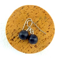Black Lola Round Wooden Bead Earrings