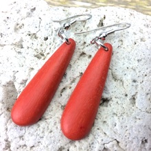 Bright Tangerine Wooden Pendulum Earrings
