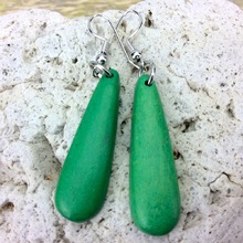 Fern Green Wooden Pendulum Earrings