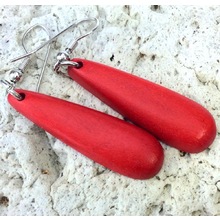 Red Wooden Pendulum Earrings