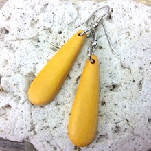 Sunshine Yellow Wooden Pendulum Earrings
