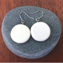 Bleach White Lucinda  Wooden Disc Hook Earrings