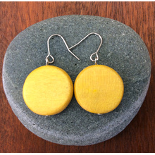 Yellow Papaya Lucinda  Wooden Disc Hook Earrings