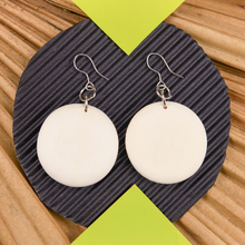 Bleach White Rounded Wooden Disc Earrings