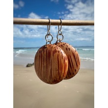 Natural Coconut Palmwood Rounded Disc Earrings