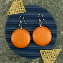 Turmeric Rounded Wooden Disc Earrings