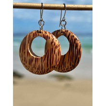 Natural Coconut Palmwood Round Cut Out Earrings