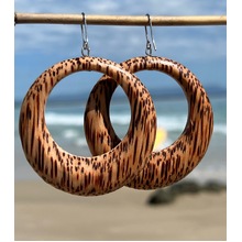 Natural Coconut Palmwood Large Gypsy Hoop Earrings