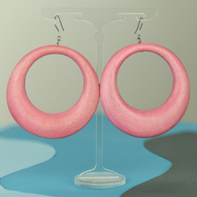 Dusty Pink Large Gypsy Hoop Wooden Earrings