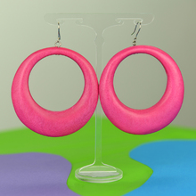 Fuchsia Large Gypsy Hoop Wooden Earrings