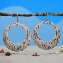 White Coconut Palmwood Large Gypsy Hoop Earrings