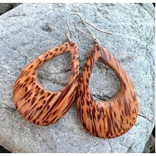 Natural Coconut Palmwood Cut Out Drop Earrings