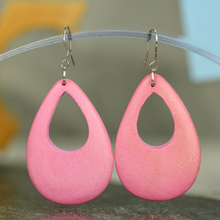 Flamingo Pink Cut Out Drop Wooden Earrings