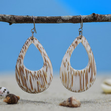 White Coconut Palmwood Cut Out Drop Earrings