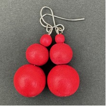 Red Grace Triple Baubles Wooden Earrings