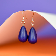Cobalt Blue Wooden Teardrop Earrings