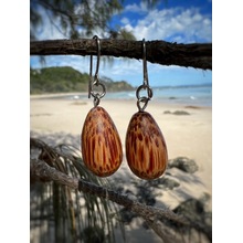 Natural Coconut Palmwood Teardrop Earrings