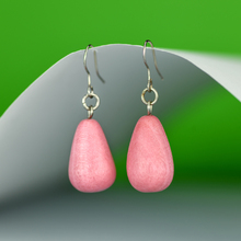 Flamingo Pink Wooden Teardrop Earrings