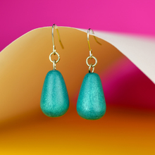 Turquoise Wooden Teardrop Earrings