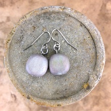 Shady Grey Wooden Nugget Hook Earrings