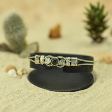Smoky Obsidian and Alpaca Inca Bracelet